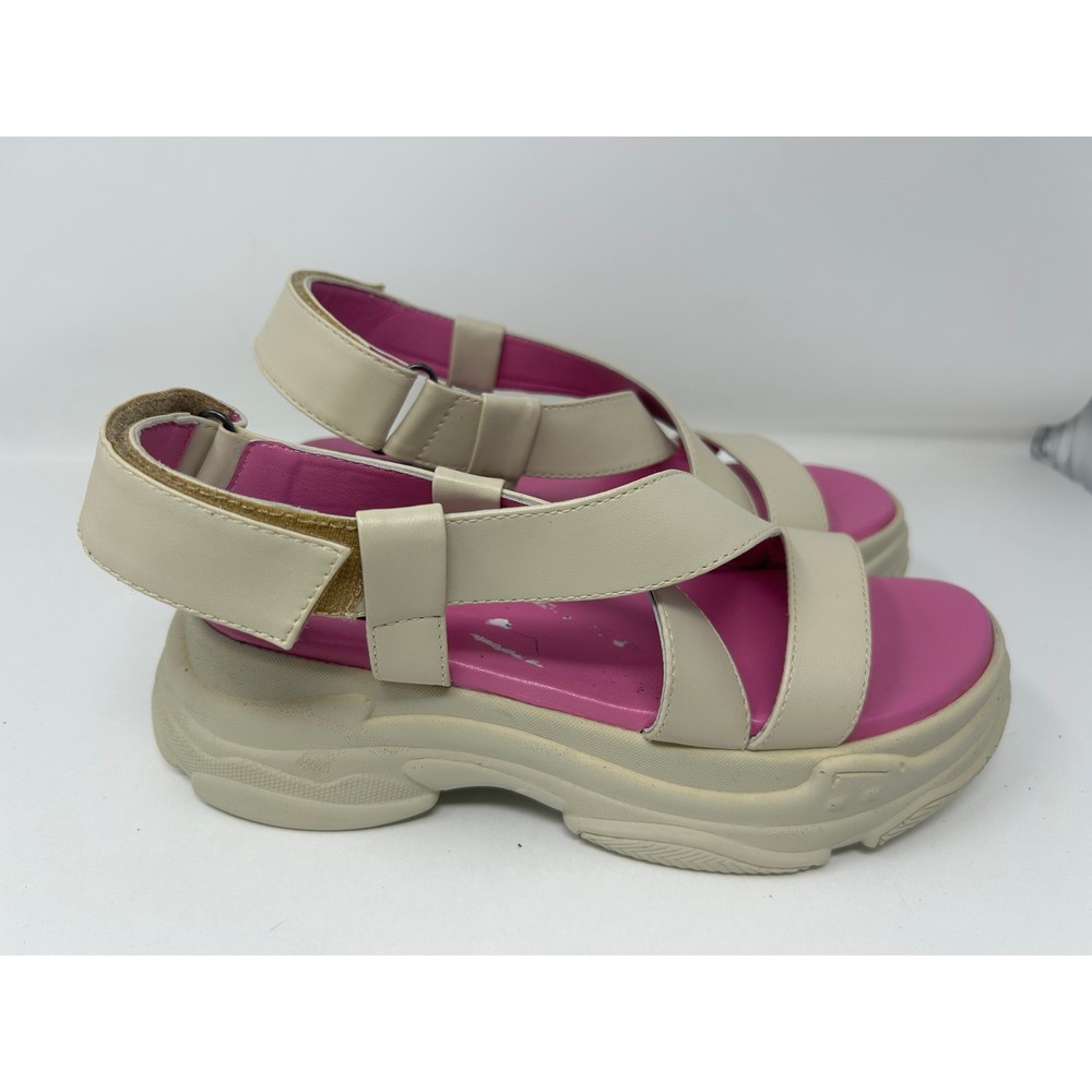 Seychelles Women Cream Pink Platform Sandals Chunky Strappy Sporty Hook Loop 10 - Picture 2 of 10